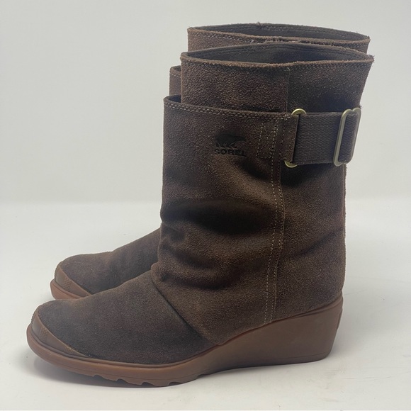 Sorel Toronto Boots Womens 8 Brown Suede Mid Calf Wedge Heel NL2117-248 - Picture 2 of 16